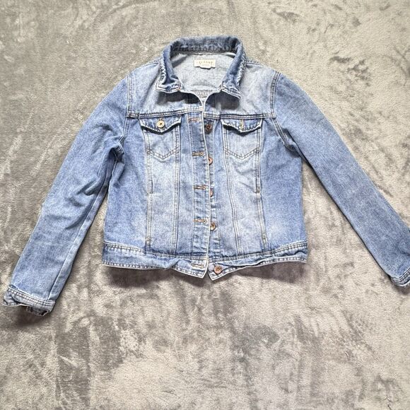 Women's Ci Sono Distressed Blue Denim Jean Jacket Size‎ Large - Picture 1 of 7